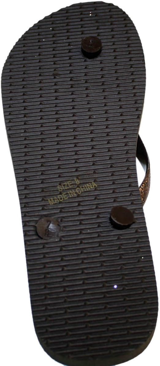 Dona Michi Leather Womens Flip Flop with Glitter Straps and Comportable Footbed, Cool Looking Style-Brown_10 - Image 3