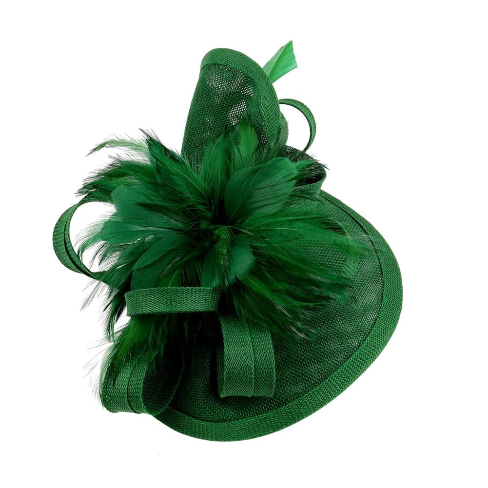 Tocado para Mujer, Tocado para Fiesta de té, Tocado de Plumas y Flores, Tocado de Boda (Azul Marino, Talla única)