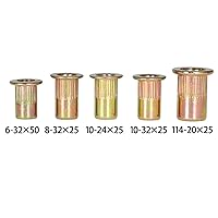 Vista 6 de 150 piezas SAE 1/4-20 10-32 10-24 8-32 6-32 Kit de tuercas remachadoras Kit surtido de tuercas de remache de cabeza plana roscada tuerca de inserción