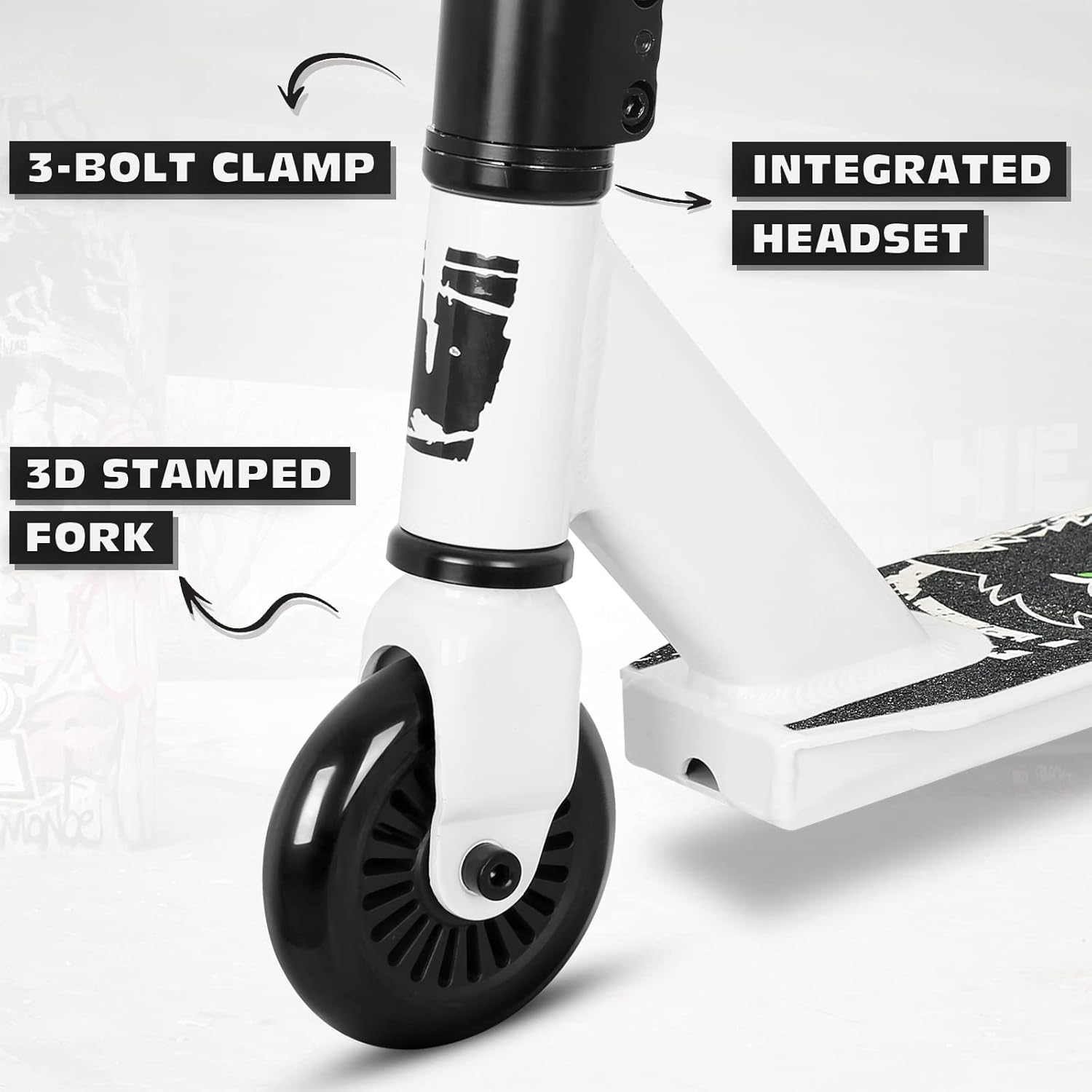 Pro Scooter - Trick Scooters | Entry Level Stunt Scooter for Kids Ages 6-12 Years and Up, Lightweight Complete BMX Freestyle Scooter for Beginners (2022 Black White)