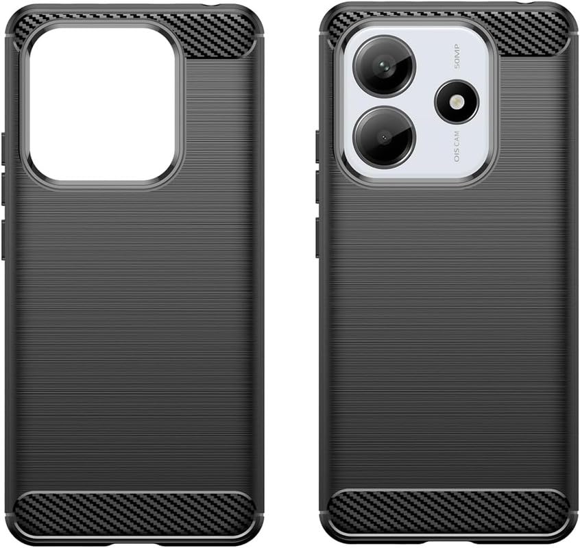 Image of NPRC Hybrid Ultra Slim Protective Case TPU Non-Slip Carbon Fiber Texture Shockproof Case Cover for Redmi Note 14 5G - Black
