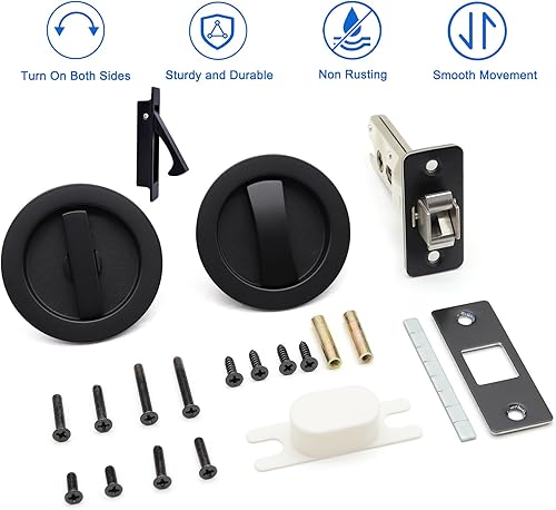 Miniatura 4 de Dontay Cerradura de paso de puerta de bolsillo y tirador de borde, sin bloqueo, montaje empotrado, herrajes ocultos de perfil bajo, mango plano para