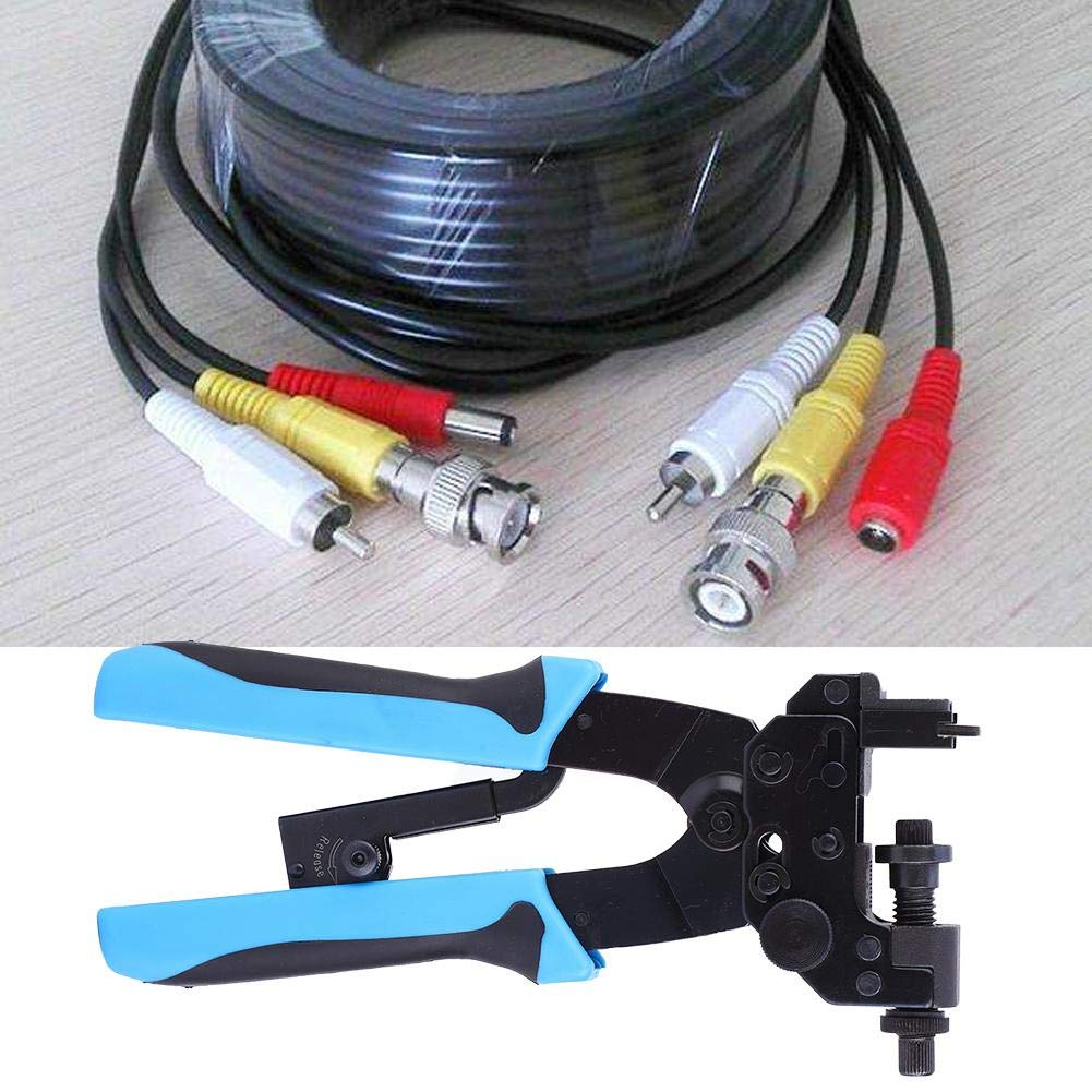 Pinza a Crimpare per Connettori F/BNC, Regolabile per Cavo Coassiale, Acciaio per Utensili con Impugnatura Ergonomica in PVC, Alta Precisione per Installazione Reti TV e Internet