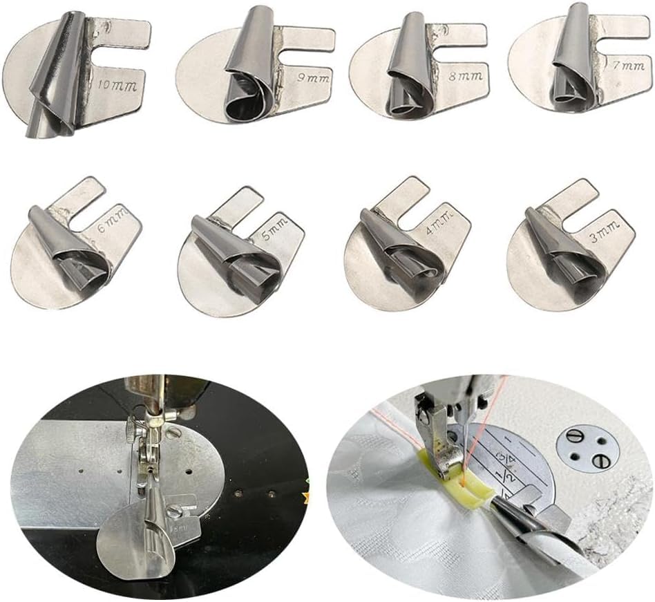 Lot de 8 pieds pour ourlet roulé, pour machine à coudre, accessoires pour ourlet roulé, avec