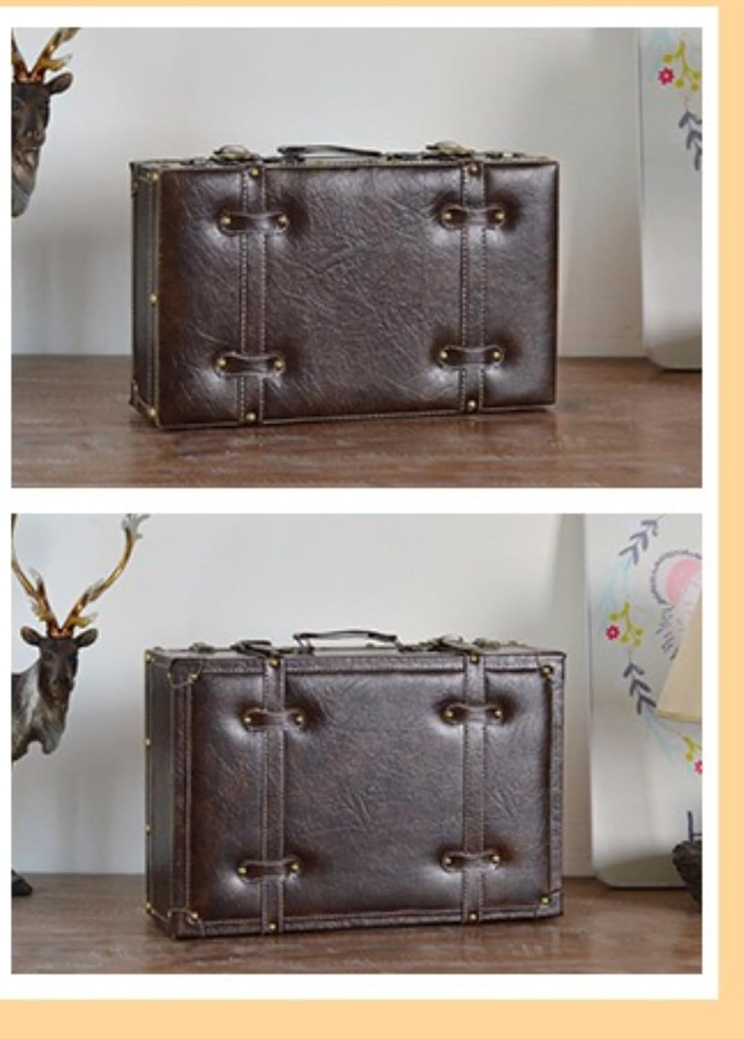 [Figoday] 大型 トランクケース スーツケース レトロ アンティーク デザイン ヴィンテージ スソフト 2輪キャリーハンドル