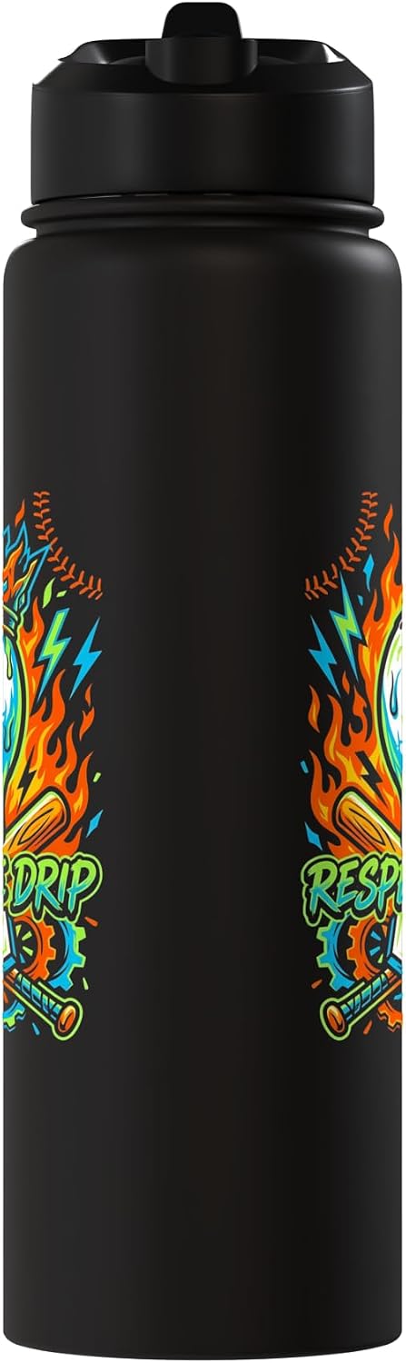 Ice Cream Baseball Drip For Boys Shirt Dripping Baseball Kid Stainless Steel Insulated Water Bottle