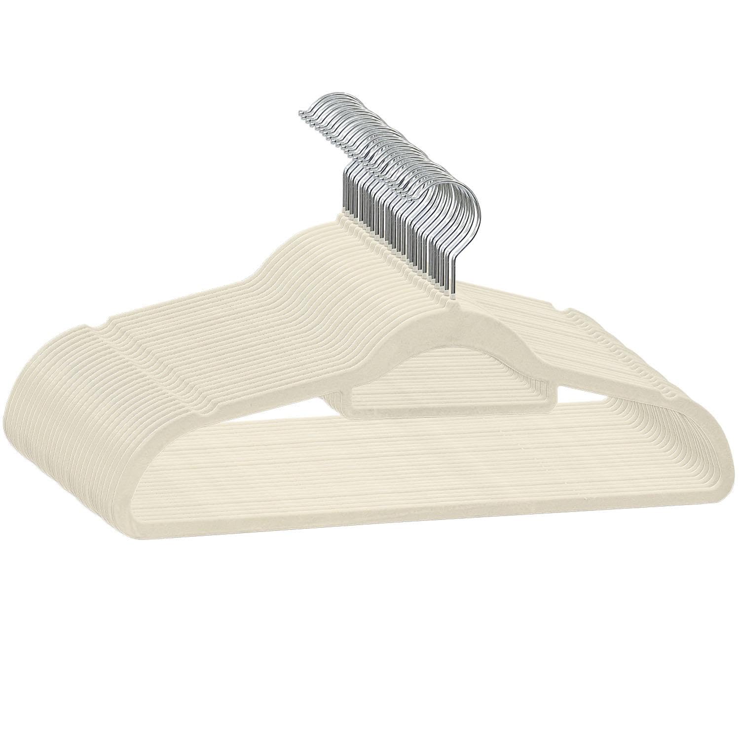 Thrink Velvet Hangers 30 Pack – Premium Non-Slip Clothes Hangers with 360° Swivel Hook & Tie Bar | Space-Saving, Durable Wardrobe Organisers for Coats, Suits, Shirts & Dresses (Beige)