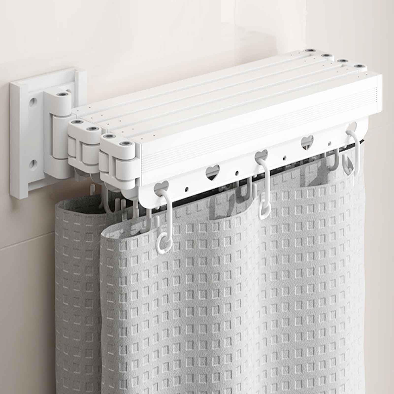 Cortina de ducha plegable ajustable y juego de lino, moderna cortina de ducha resistente al agua, barras de baño extensibles (cortina de 80 pulgadas de ancho x 180 pulgadas de alto) para decoración