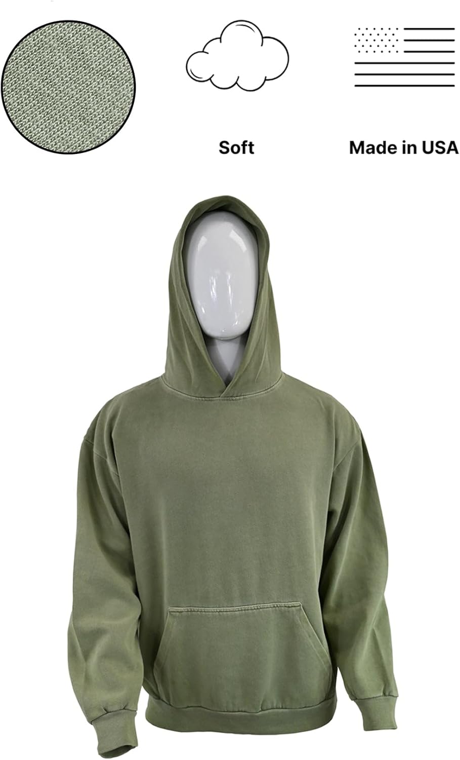 Expert Brand USA-Made Men's Oversized Heavyweight Cotton Pullover Hoodie