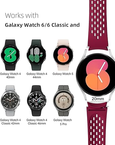 Miniatura 3 de Correa de reloj sin brecha para Samsung Galaxy Watch 6 1.575 in 1.732 inWatch 6 Classic 1.693 in 1.850 inWatch 5 Pro 1.772 inWatch 4 Classic 1.654