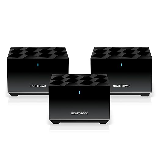 NETGEAR Nighthawk Tri-band Whole Home Mesh WiFi 6 System (MK83) – AX3600 Router with 2 Satellite Extenders, Coverage up to 6,750 sq. ft. and 40+ devices