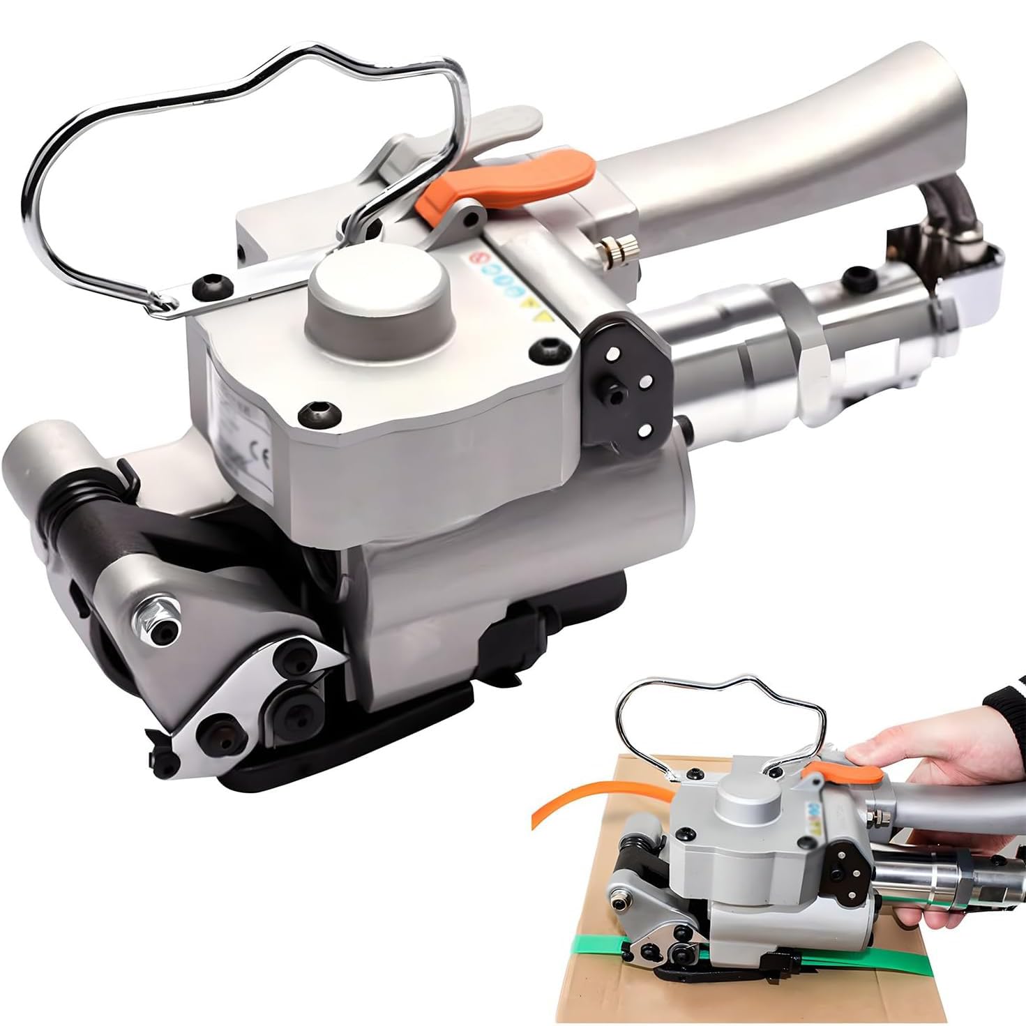 Wsexyy Pneumatic Strapping Tool, Hand Held Automatic Packaging Machine, Maximum Tension: 3500N, Free Buckle PP & PET Banding Tools, for PP &PET Belt Width 1/2"-3/4"