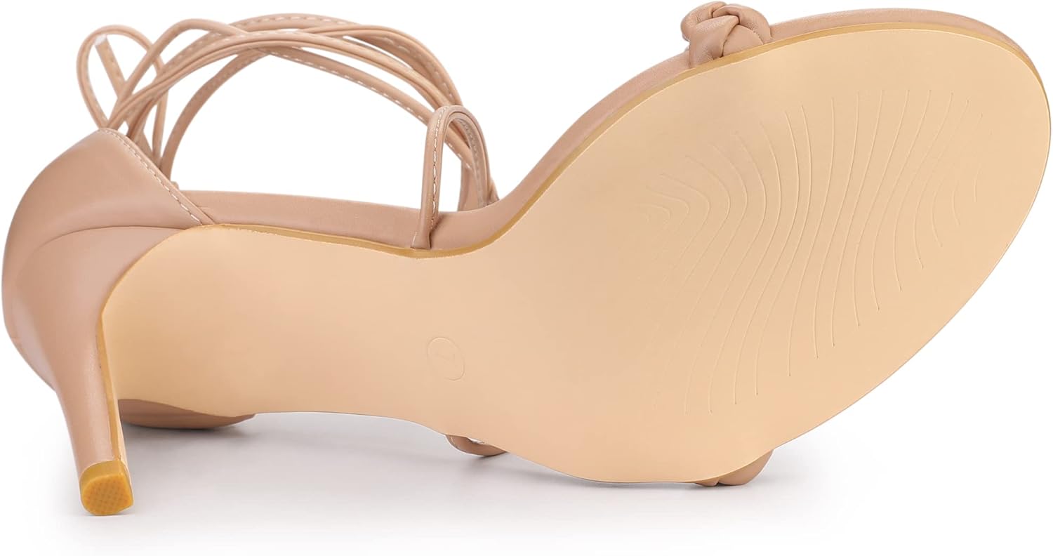 Allegra K Women's Woven Strap Lace Up Strappy Stiletto Heel Sandals - Image 5