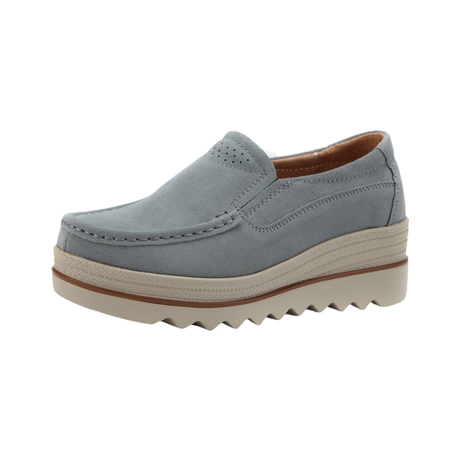QIXUJAK Damen Ledermokassins Plateau Loafer Slipper Produktbild-Vorschau 2
