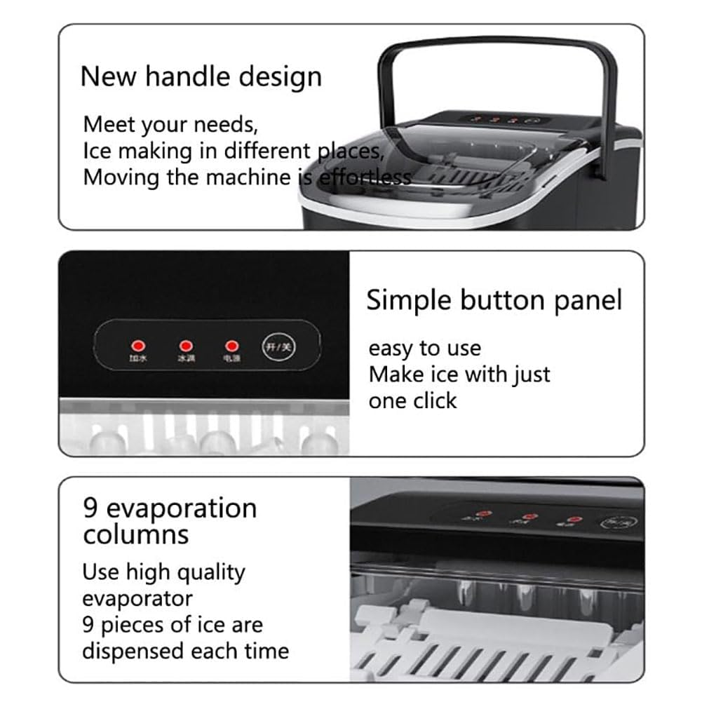 Yxkjzhf Ones-Touch Operations Ice Maker Machine, Portable Countertop Ice Cube Maker, Self-Cleaning Ice Maker With Portable Handle on Fridge.com - View 4