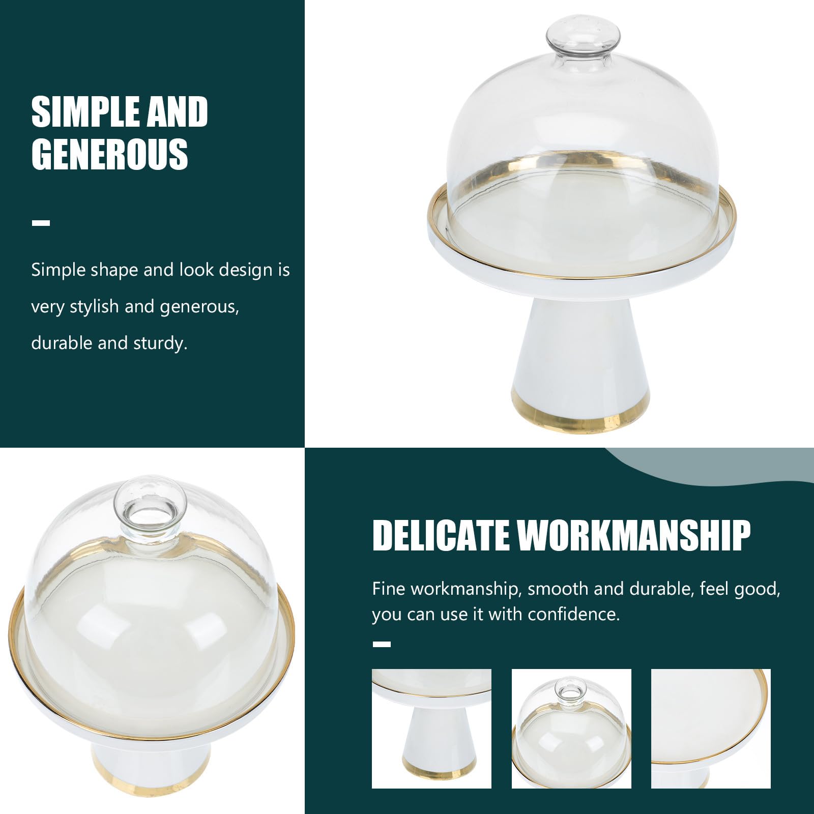 Nordisches mit Einfachem Design Satz Kuchenplattendeckel aus Keramik und Glas Praktische Kuchenform mit Glasdeckel und Food Protection für Dessertplatte
