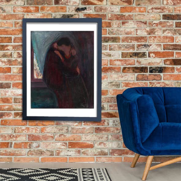 Affiche Le Baiser de Munch grand format encadré finition satinée