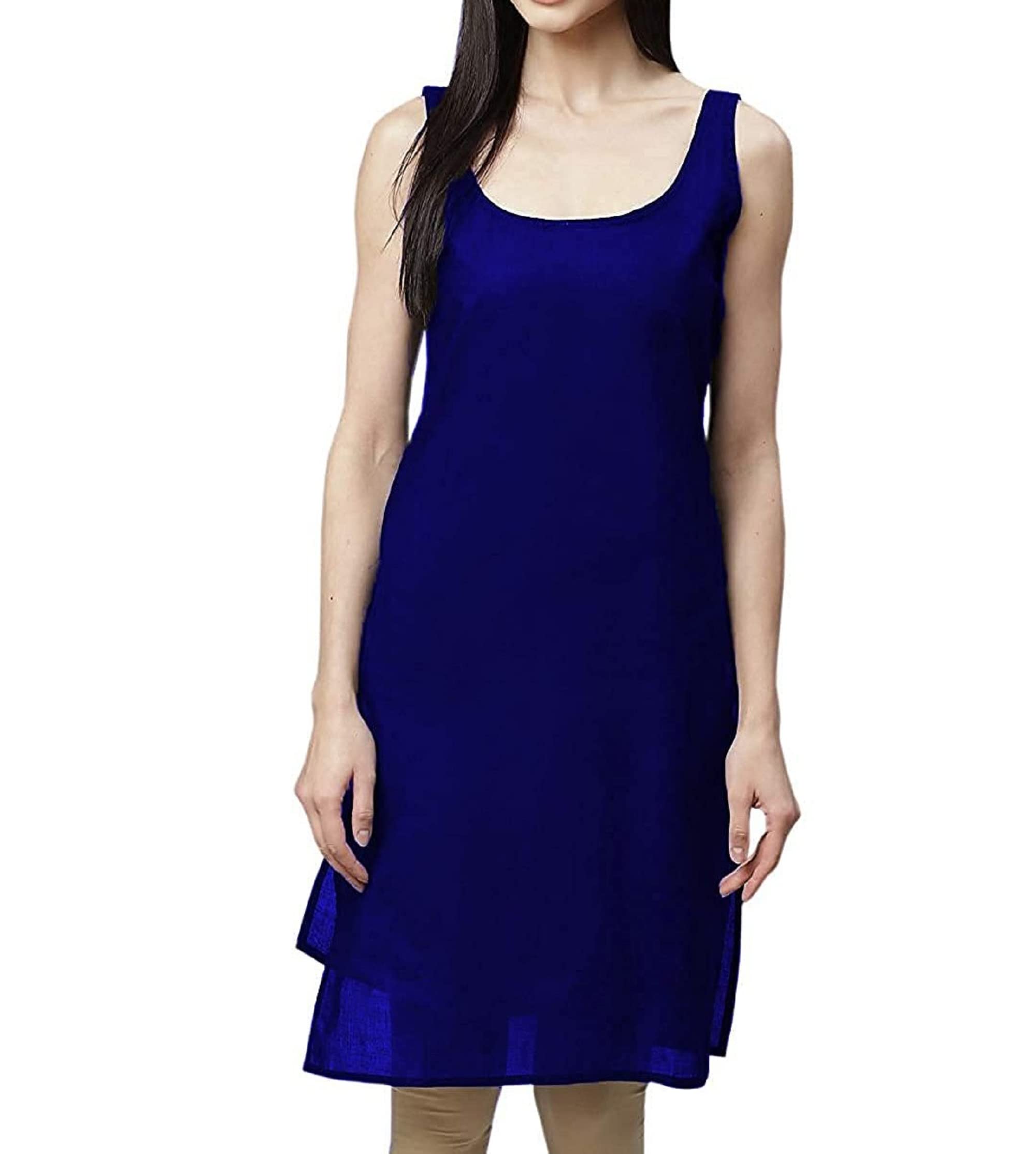 Women's Cotton Long Camisole for Kurti, Suit Slips for Women, Royal Blue Color Women Inner Wear-image-27