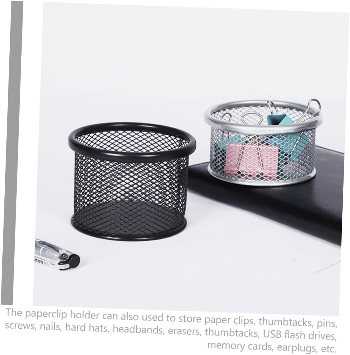 VILLCASE 8pcs Black Iron Mesh Paperclip Holder for Desk Organizing