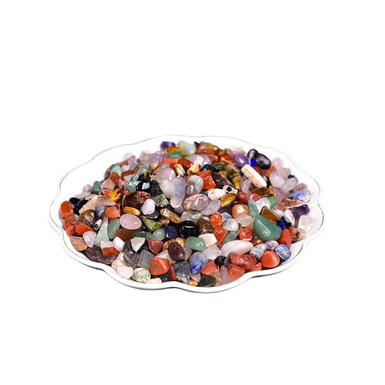 Natural Colorful Quartz Tumbled Chips Crushed Crystal Stone, 7-9mm Polished Healing Crystal Chips Healing Reiki Crystal Jewelry Making Home Decoration