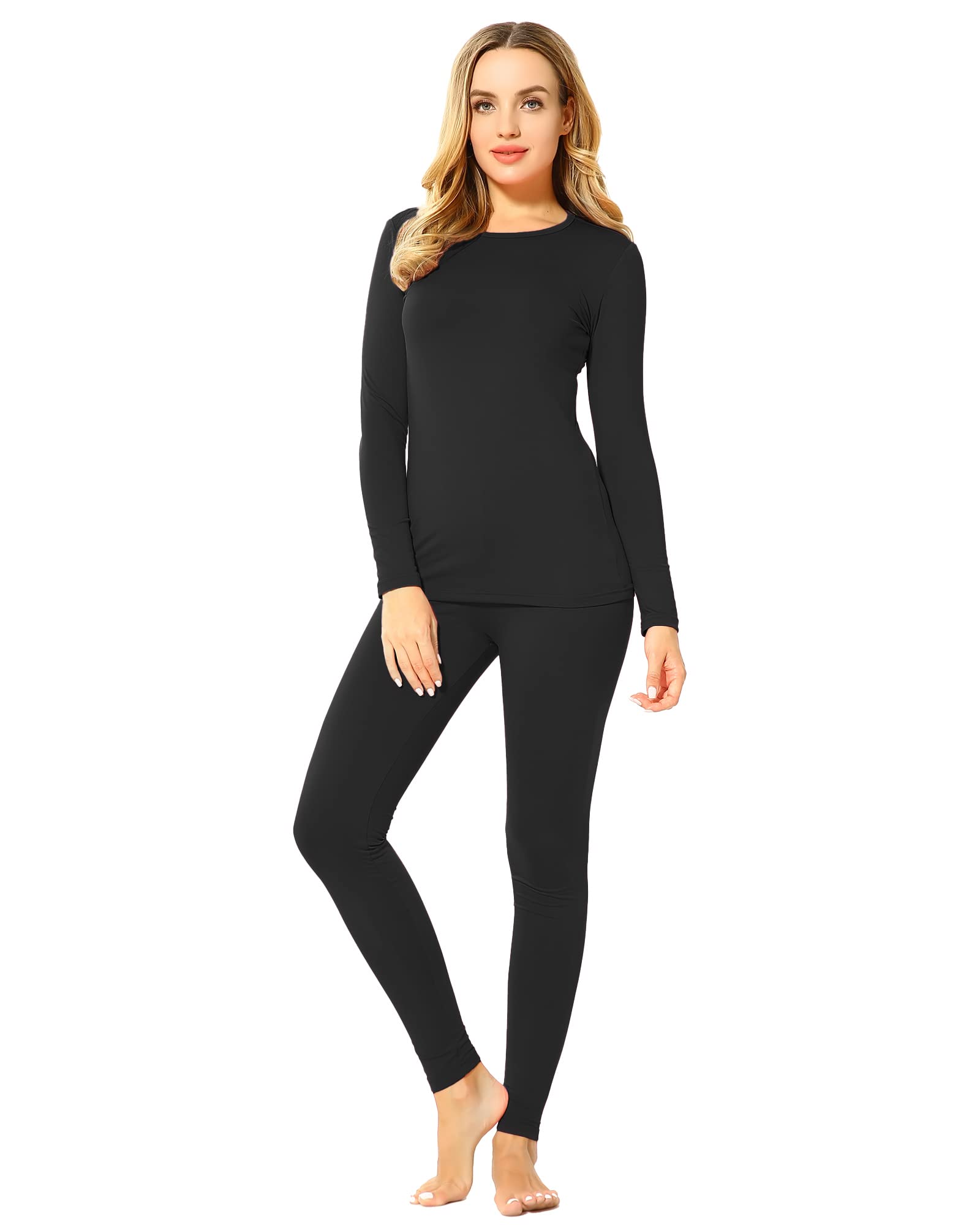 Thermal Underwear for Women Fleece Lined Long Johns Base Layer Thermals Top and Bottom Set Cold Weather