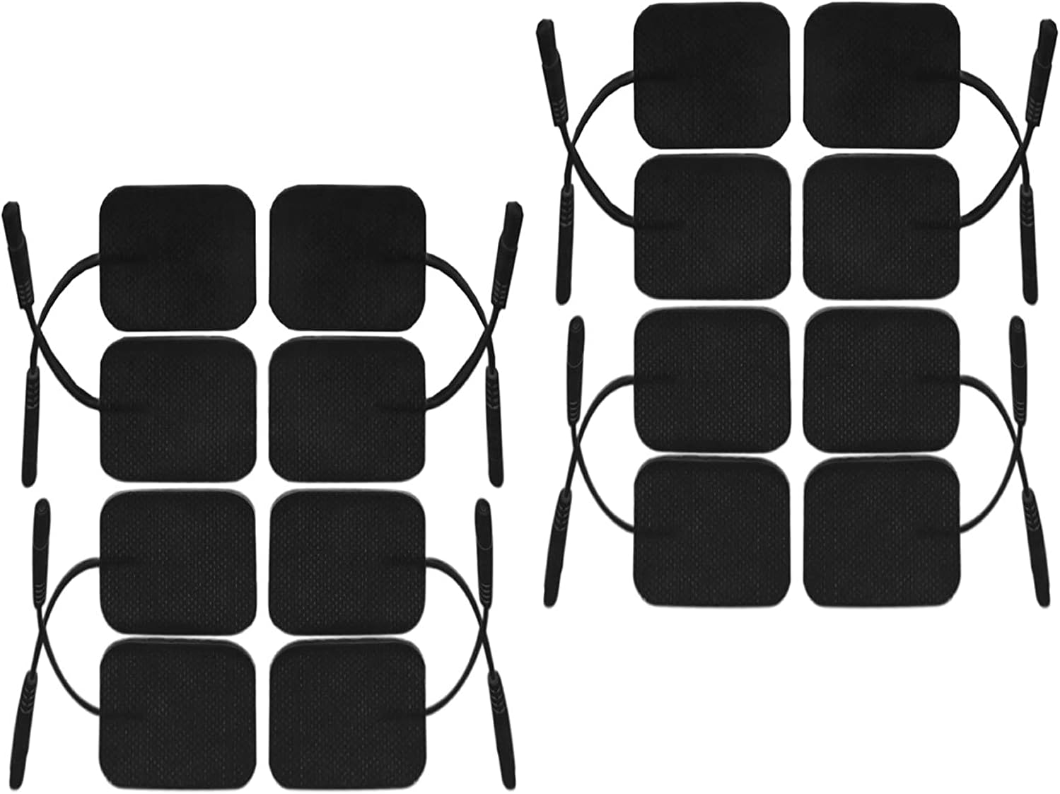 iStim Super Soft 5x5cm TENS EMS Unit Self-Adhesive Electrodes Pad for TENS EMS Units with 2mm Connector for Pain Treatment, Muscle Growth, Toning and Massage (5x5cm, 16 Pieces, Black)