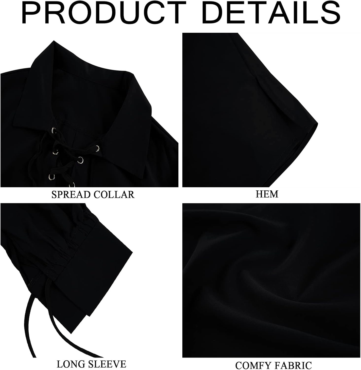 Mens Medieval Pirate Shirt Viking Renaissance Lace up Mercenary Halloween Scottish Jacobite Ghillie Tops - Image 5