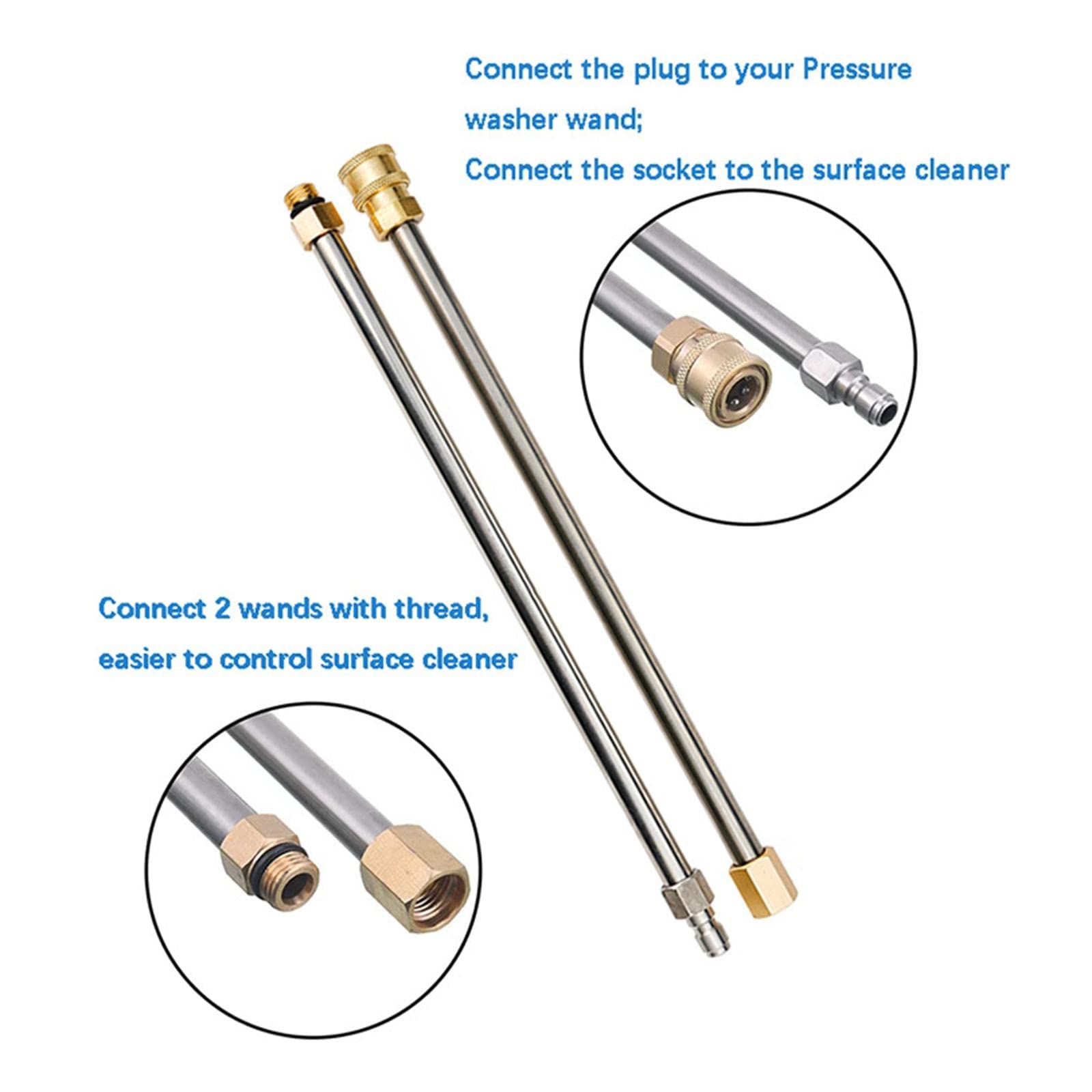 Perfeclan Limpiador de Superficies para Hidrolavadora con Conexión Rápida de 1/4 Cepillo Fregadora de Pisos Accesorio Giratorio de Acero Inoxidable