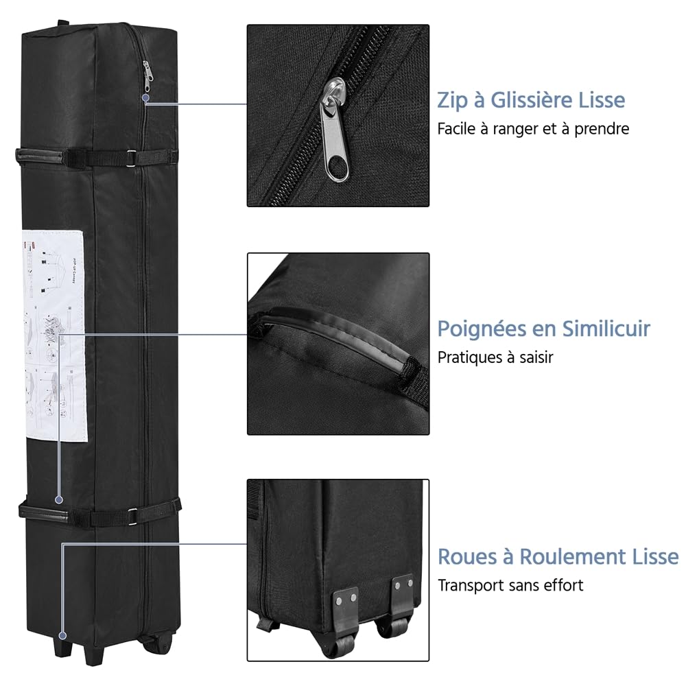 Yaheetech Tonnelle de Jardin Extérieur 3 × 3 M Pliable avec Sac de Transport pour Camping Plage Fête Blanc