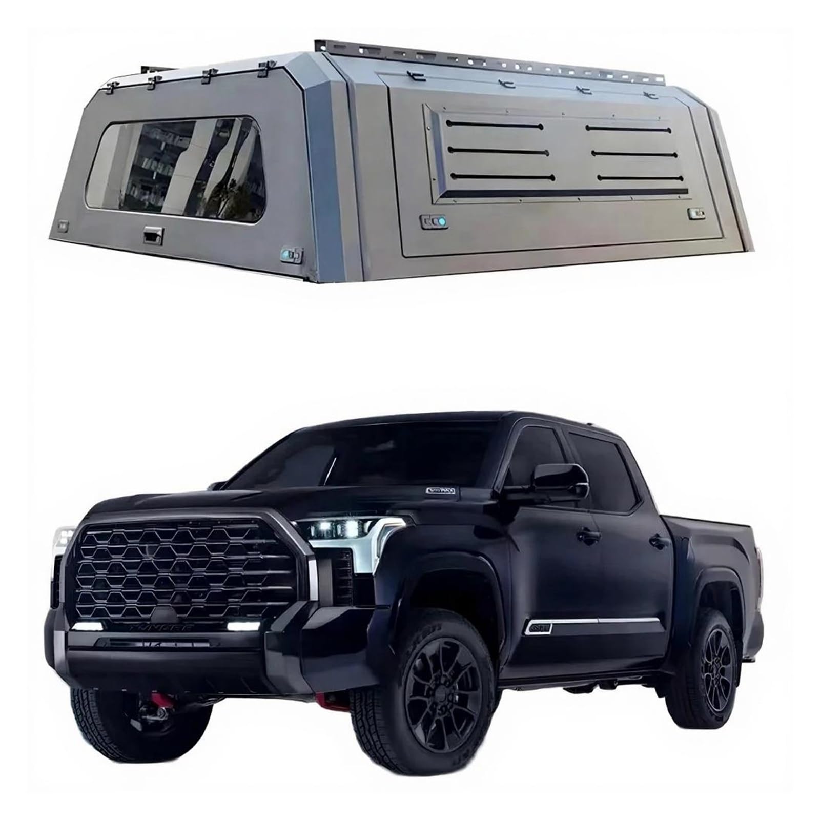 4x4 Pickup Hardtop Aluminiowa pokrywa skrzyni ładunkowej Ciężarówka Kamper Zadaszenie Box Topper Kompatybilny z Tacoma 5FT 6FT 2005-2024 Shark 6