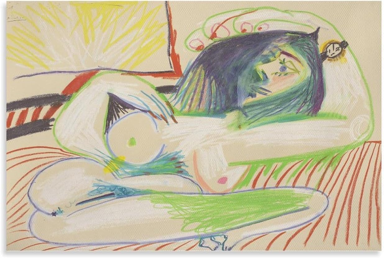 ZZYGGN GMGSW Lying Nude by Pablo Picasso Poster and Prints Abstract Canvas Painting Pablo Picasso Wall Art for Living Room Picture Decor 40x55cm Frameless