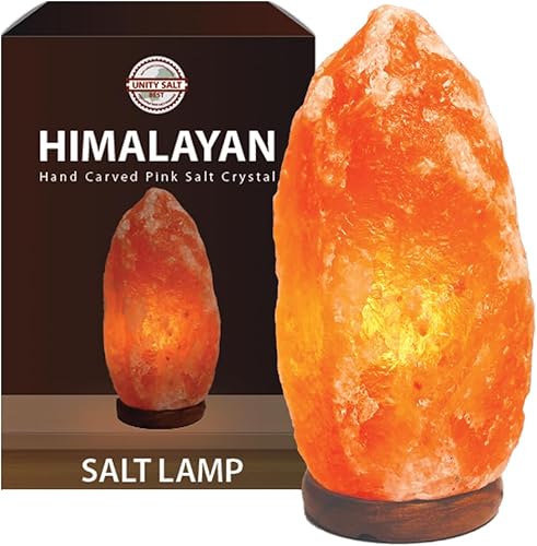 Lámpara de sal del Himalaya brillo cálido y calmante para un ambiente relajante, perfecta como lámpara relajante nocturna, incluye 2 bombillas