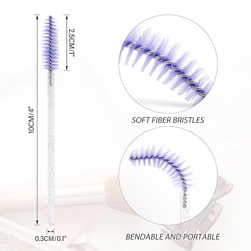 Miniatura 2 de G2PLUS 300 pinceles desechables para rímel, kit de maquillaje de brochas de pestañas de cristal, carretes de pestañas ajustables para extensiones de