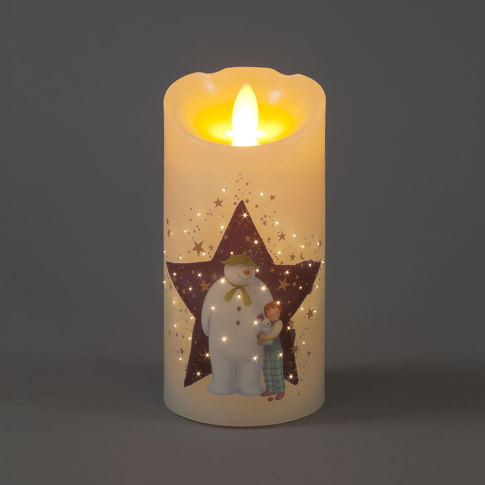 Snowtime White The Snowman Snowdog & Billy Christmas Led Candle Fibre Optics 15Cm Decoration Cc00638