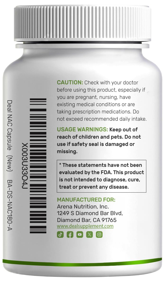DEAL SUPPLEMENT NAC Supplement (N-Acetyl Cysteine) 1,000mg Per Serving with Reduced Glutathione, 240 Capsules – Antioxidant Support for Immune Health, Lung, & Liver Function — Amazon image 7