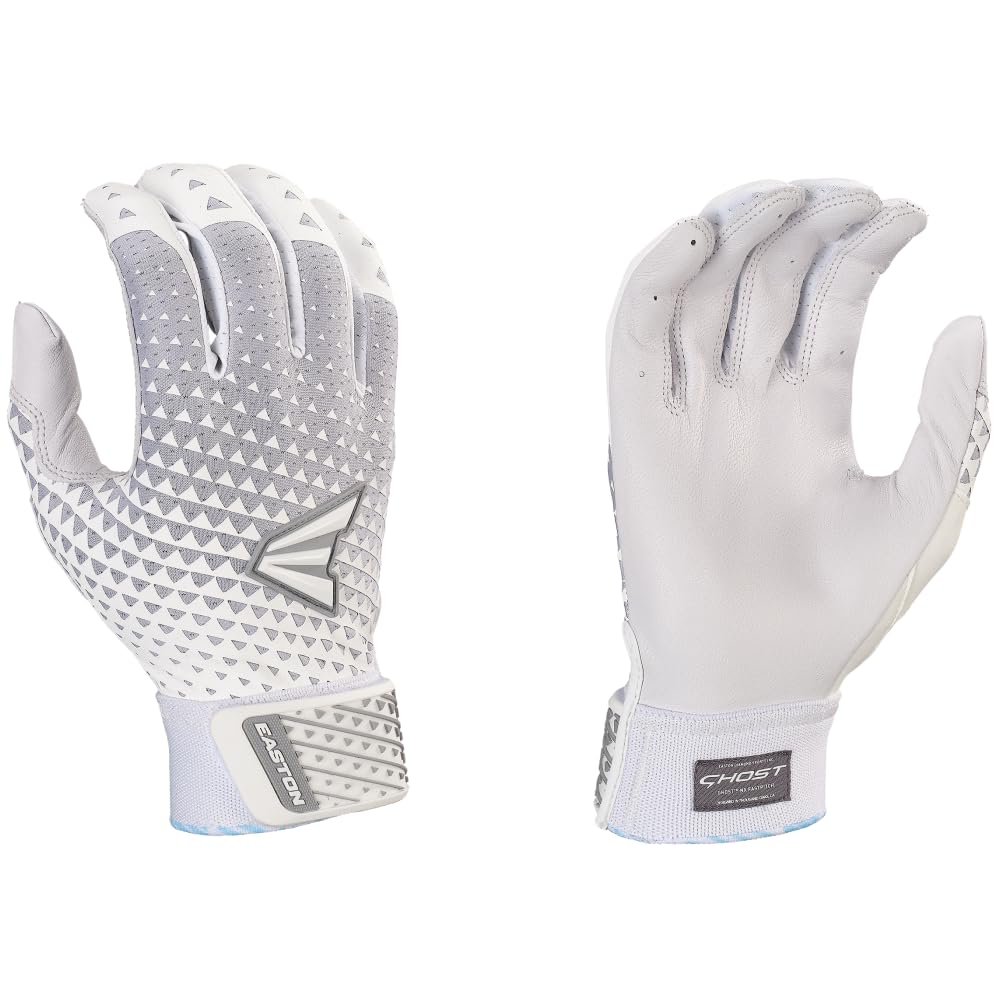 Easton | Ghost NX Fastpitch Softball Batting Gloves | Adult Medium | White/Silver