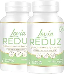 Levia Reduz 2 Potes (120 Cápsulas) – Suplemento Alimentar com Psyllium, Espirulina, Ágar-Ágar e Cromo