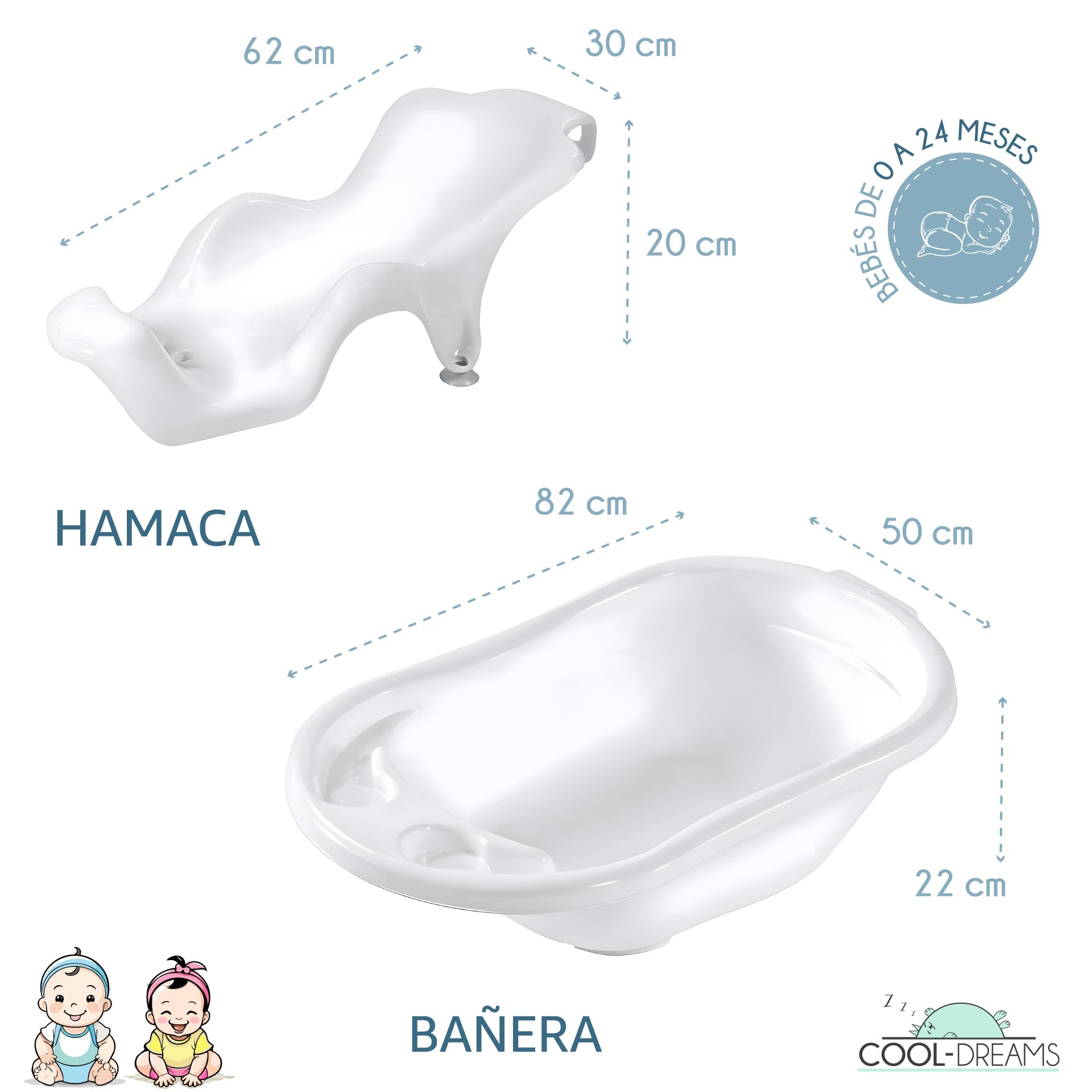 Bañera para bebé recién nacido hamaca ergonómica antideslizante CoolDreams