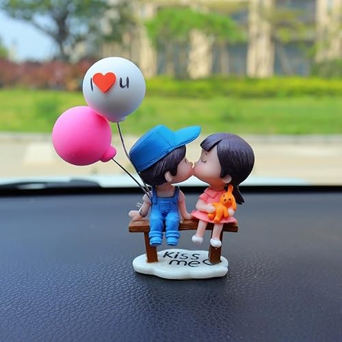 Miniatura 5 de Decoración de coche de pareja de dibujos animados, lindos adornos para parejas, accesorios de decoración interior de automóvil con globo para