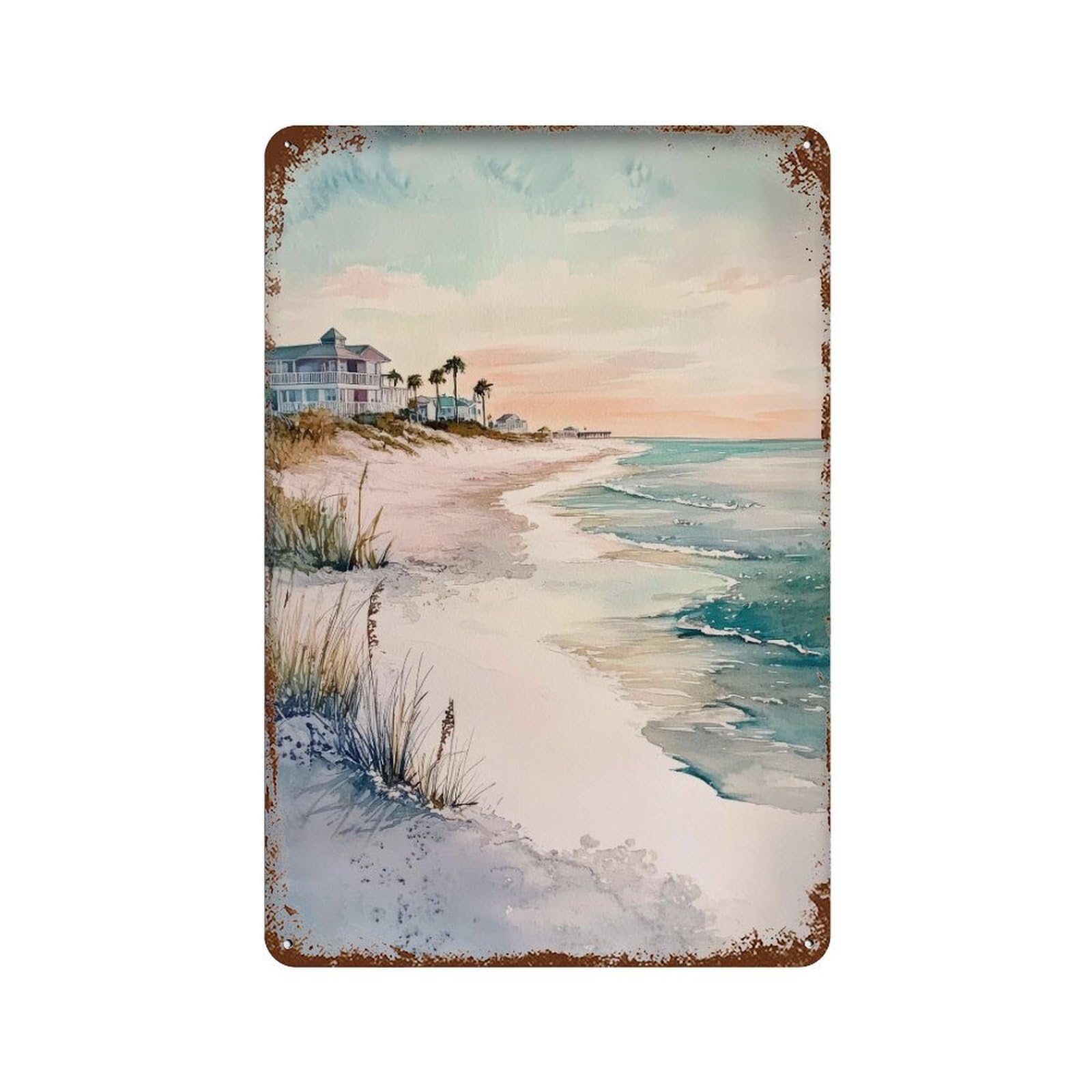 xiaoxiaoshen Gulf Shores Alabama Beach Seascape Scenic Coast Wall Decor Art Metal Tin Poster Modern Home Decor Art Home Bar Shop Decorations Vintage Sign 30x20cm