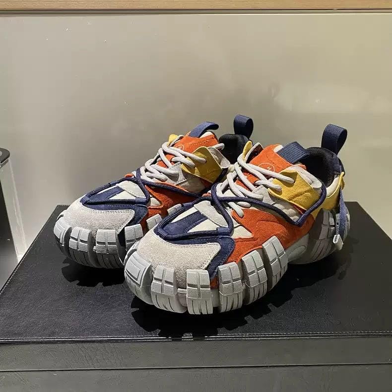 Color-Blocked Comfy Trendy Platform Shoes for Outdoor Walking Jogging Camping, All Seasons Men's Lace Up Sneakers3