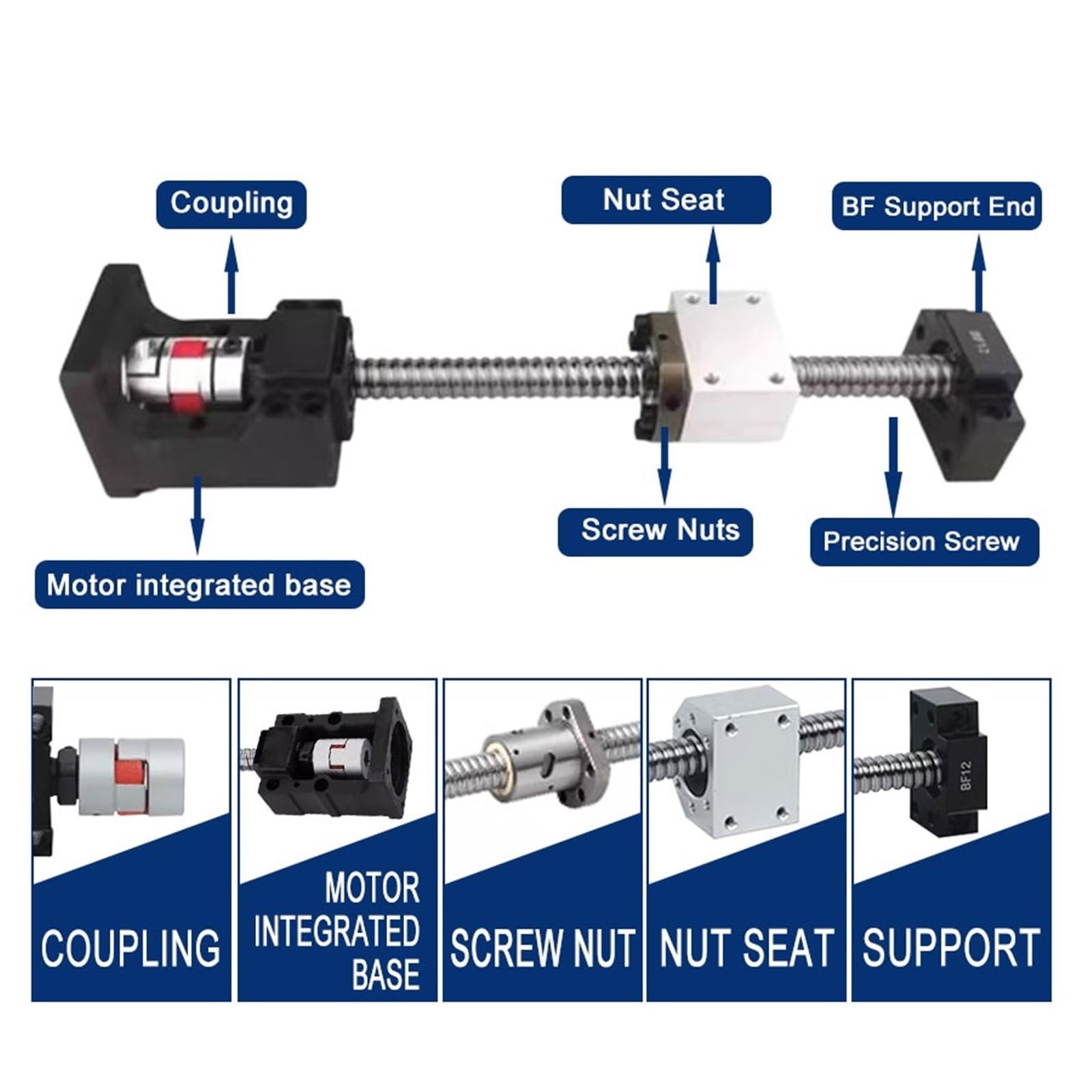 Metal Ball Screw nut end Processing 1pcs SFU2010 Ball Screw Spindle Kits and Motor Kits for Engraving Machine Accessories(1200mm)
