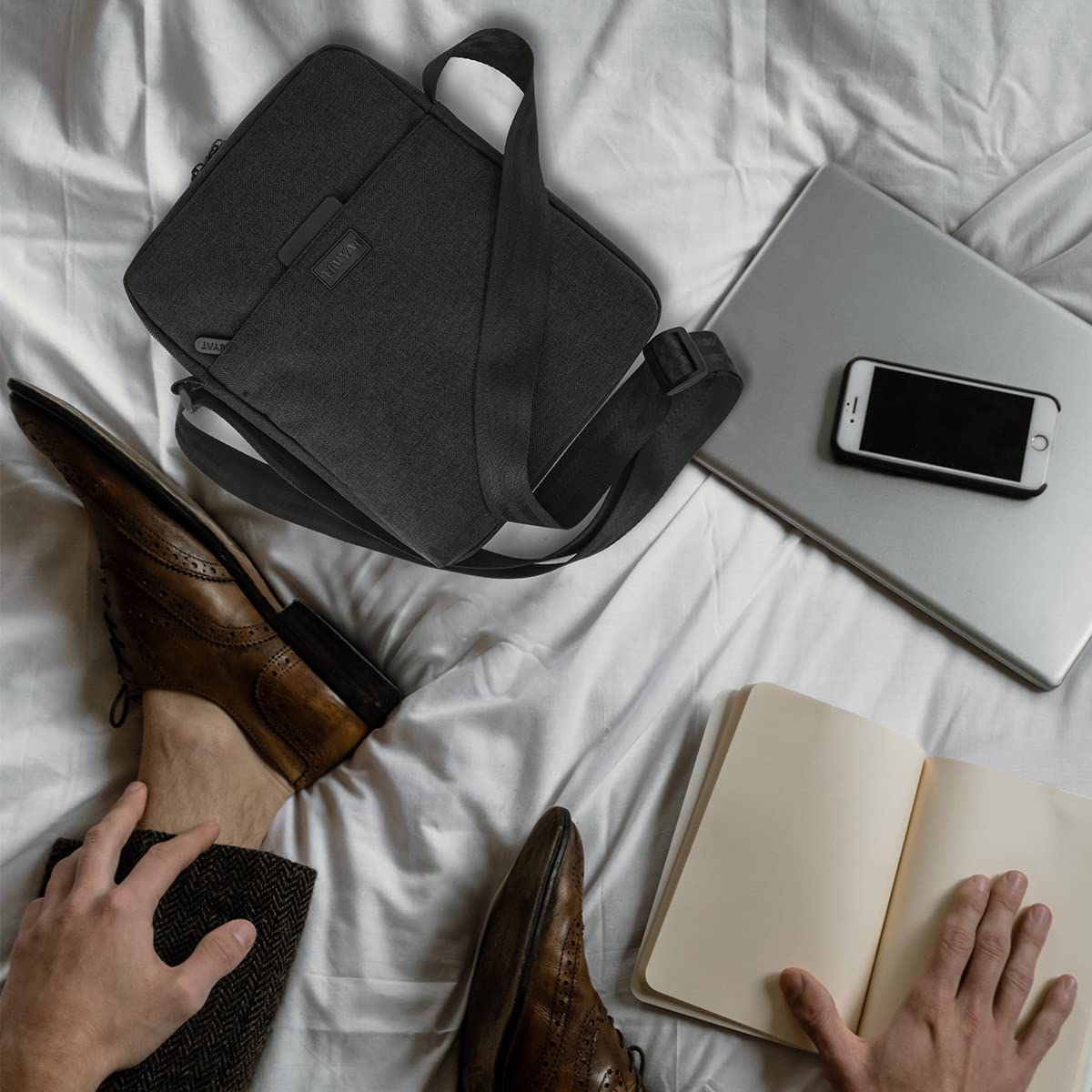flintronic Męska torba na ramię, wodoodporna torba kurierska z regulowanym paskiem, lekka torba robocza z wieloma kieszeniami, torba crossbody, do pracy, na zakupy, do szkoły, podróży, codziennego