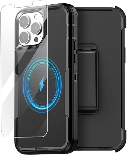 AICase Funda magnética con clip para cinturón para iPhone 13 Pro Max, soporte magnético para automóvil, resistente de 2 capas, resistente a los