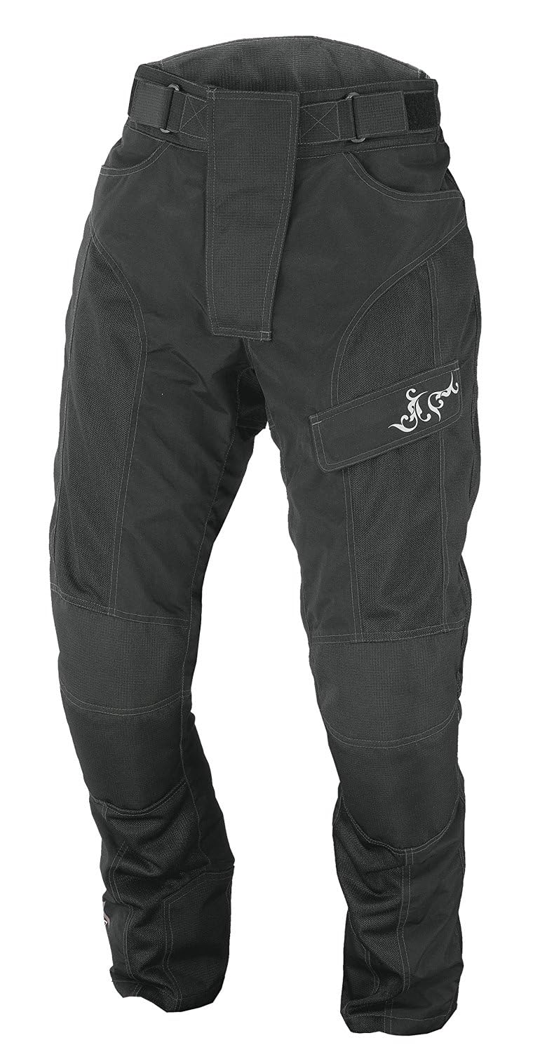 NERVE Shop Leichte Dünne Sommer Motorradhose -Run- Motorrad Sommerhose Mesh Damen Textilhose mit Protektoren - schwarz