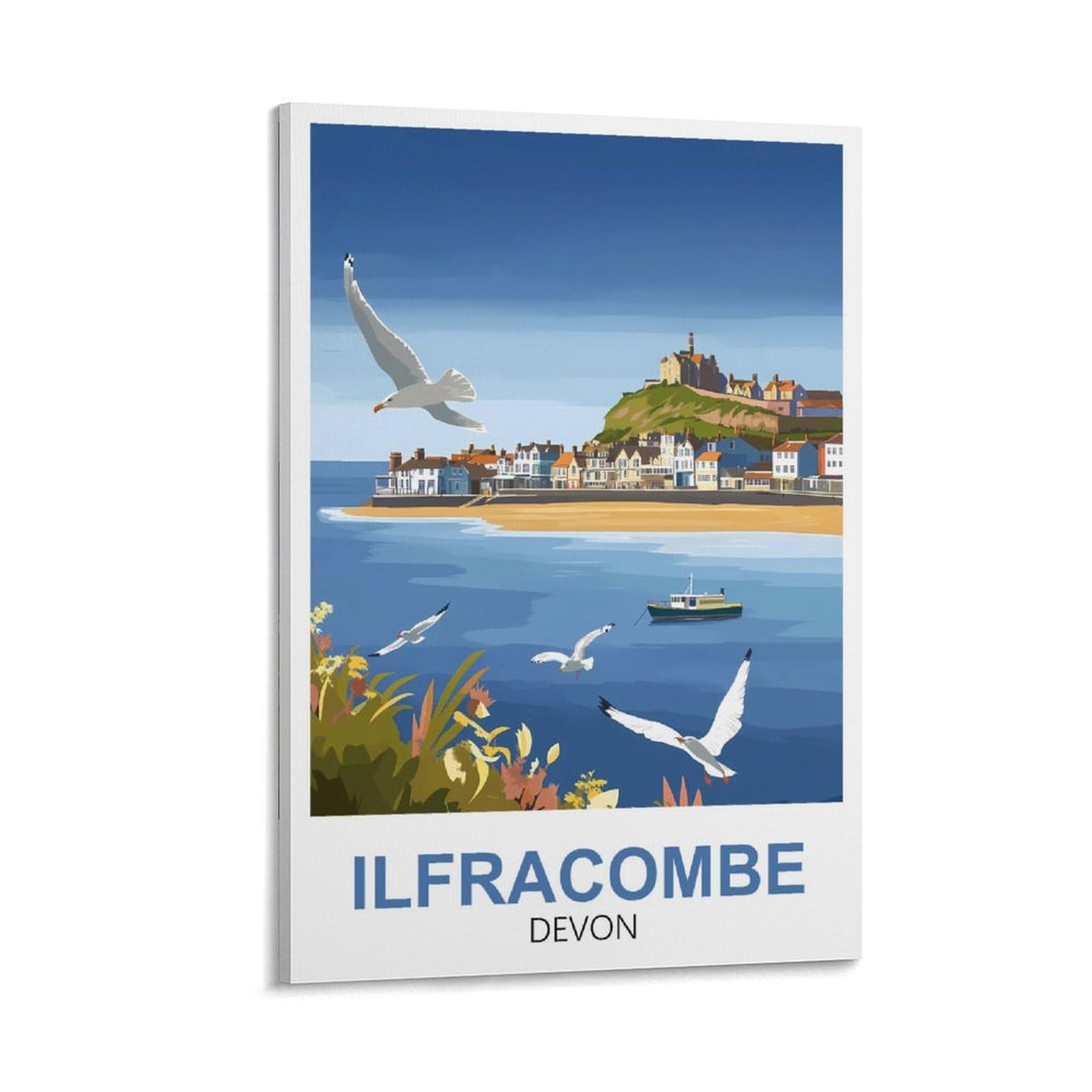 XLLYXYGJQ Ilfracombe Devon Vintage Travel Posters 08x12inch(20x30cm) Canvas Wall Art Poster Print Artwork Painting Picture for Home Decoration Living Room Office Bedroom