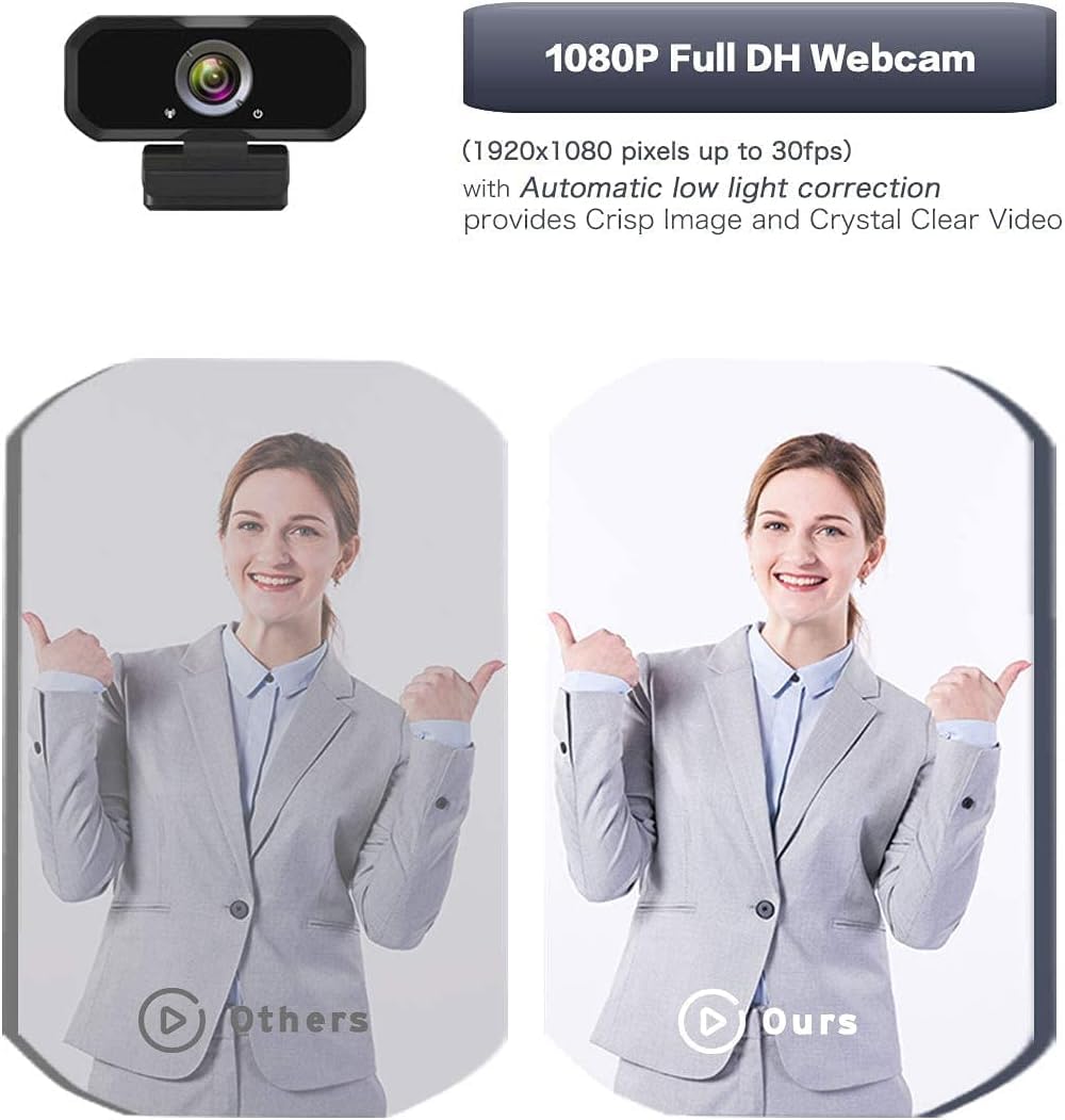 Webcam 1080p HD Computer Camera - Microphone Laptop USB PC Webcam, HD Full Gaming Computer Camera, Recording Pro Video Web Camera for Calling, Conferencing, 110-Degree Live Streaming Widescreen Webcam