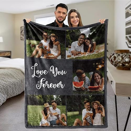 MeMoShe Mantas personalizadas con fotos, regalos personalizados para parejas, manta con imagen personalizada con texto en inglés "I Love You",