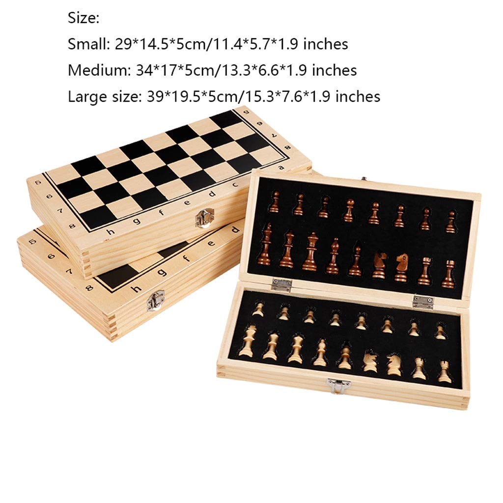 ZAW Schach Magnetischer Schach-Set-Spiel mit Innenraum-Speicher-Massivholz-Folding hochwertiger Schachbrettspiele Panel-Unterhaltung Chess (Größe : 39cm)