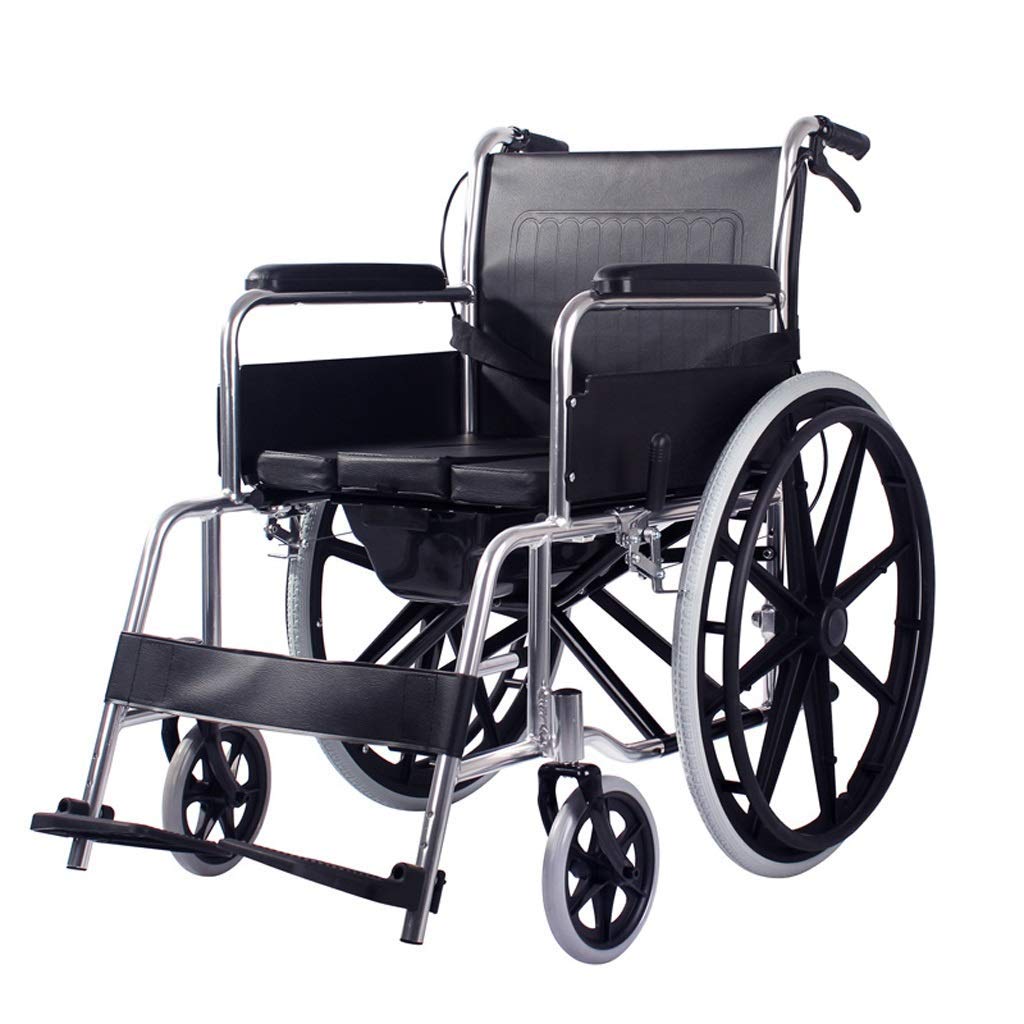 Sedia a rotelle,Scooter multifunzionale per anziani pieghevole ultraportatile con ausili per la deambulazione del carrello della toilette